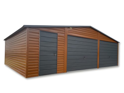 Garaż Blaszany dwustanowiskowy 8x6m drewnopodobny Premium