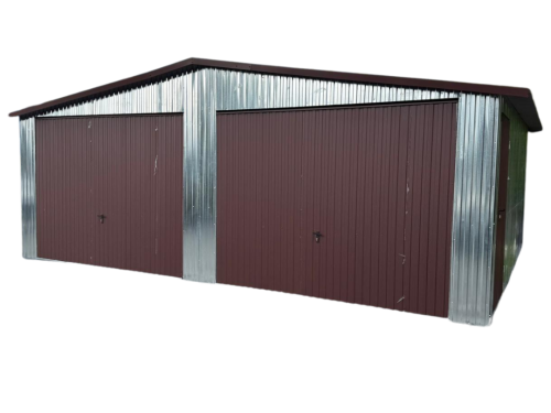 Garaż Blaszany 7x5m dwuspadowy Ocynk + Ciemny Brąz