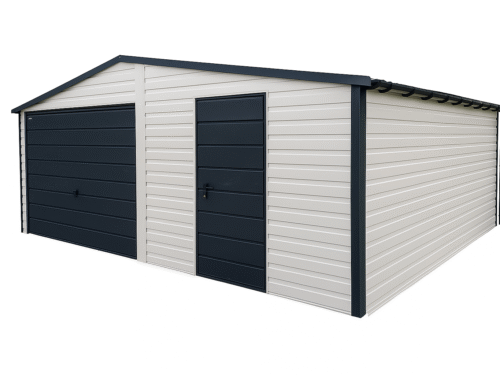 Garaż Blaszany 6x5 Dwuspadowy Biały RAL + Grafit MAT PREMIUM