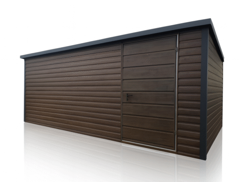 Domek ogrodowy narzędziowy 5×3 Ciemny Orzech + Ciemny Grafit MAT