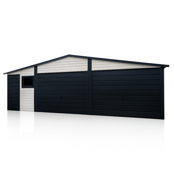 Garaż 8x6 biały + grafit