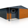 Garaż z wnęką grafit + drewnoo