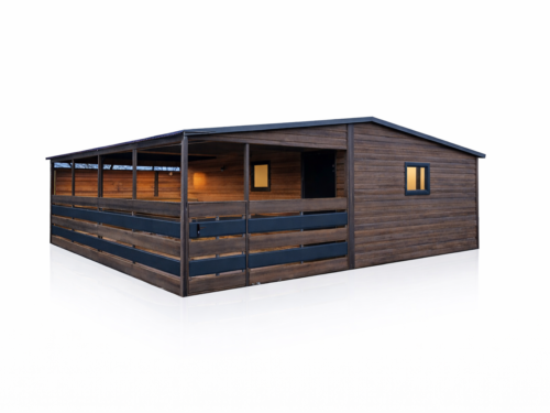 Domek ogrodowy 4x5m z tarasem 3x5 m – Winchester + Grafit PREMIUM