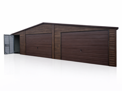 Garaż Blaszany dwustanowiskowy 9x5m Ciemny Orzech PREMIUM