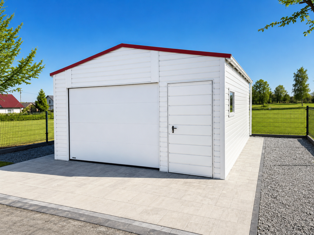 biały-garaż-blaszany-premium-dwuspadowy